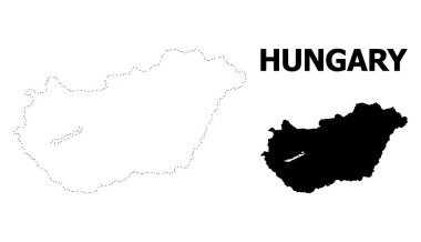 Vektör kontur Macaristan Haritası noktalı resim yazısı ile