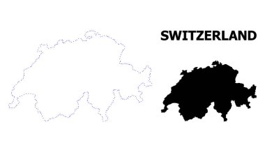 Vektör kontur Isviçre resim yazısı ile noktalı harita