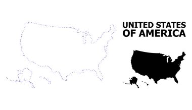 Vektör kontur ABD bölgelerinin adı ile noktalı harita