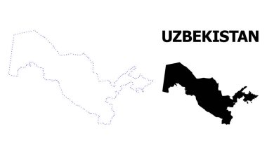 Vektör kontur başlık ile Özbekistan noktalı harita