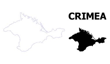 Vektör kontur resim yazısı ile Kırım noktalı harita