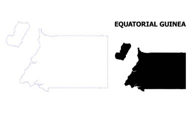 Vektör kontur başlık ile Ekvator Gine noktalı harita
