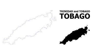 Vektör kontur resim yazısı ile Tobago Adası noktalı harita