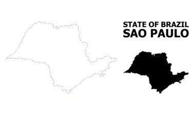 Vektör kontur Sao Paulo devlet adı ile noktalı harita