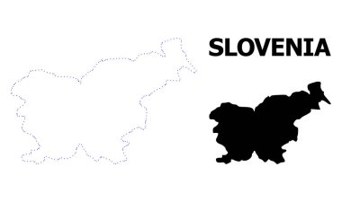 Vektör kontur haritada Slovenya noktalı Haritası