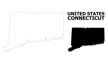 Vektör kontur resim yazısı ile Connecticut State Haritası