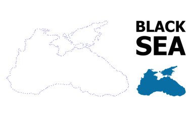 Vektör kontur siyah deniz başlık ile noktalı harita