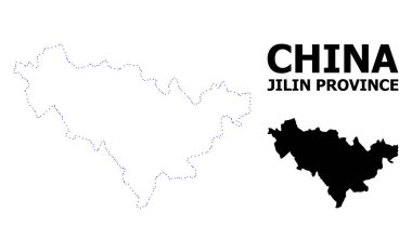 Vektör kontur başlık ile Jilin Ili noktalı harita