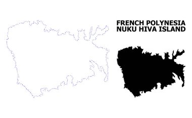 Vector Contour Dotted Map of Nuku Hiva Island with Name clipart