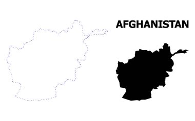 Vektör kontur Afganistan adı ile noktalı harita