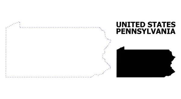 Vektör kontur işareti ile Pennsylvania State Haritası noktalı