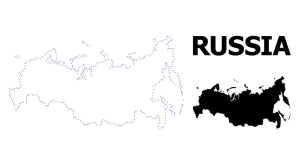 Carte à points de contour vectoriel de la Russie avec légende — Image vectorielle