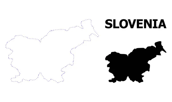 Vektorkontur gepunktete Karte von Slowenien mit Bildunterschrift — Stockvektor