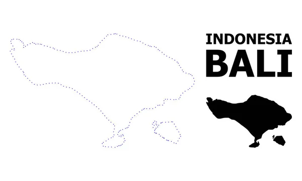 Mapa punteado del contorno vectorial de la isla de Bali con leyenda — Archivo Imágenes Vectoriales