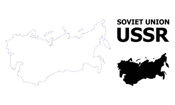Vektor kontur prickig karta över Sovjetunionen med bildtext — Stock vektor