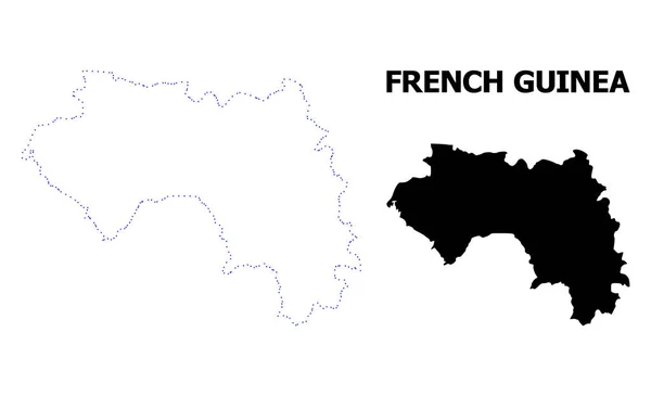 Wektor kontur kropkowana Mapa francuskiej Gwinei z podpisem — Wektor stockowy
