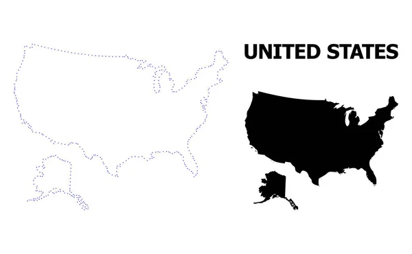 Vektör kontur başlık ile ABD ve Alaska noktalı harita — Stok Vektör