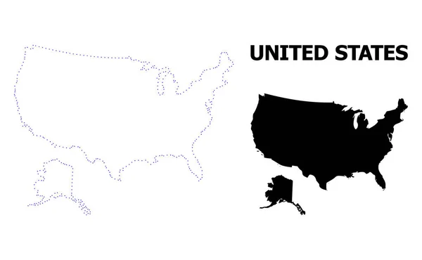 Векторная контурная карта США и Аляски с подписью — стоковый вектор