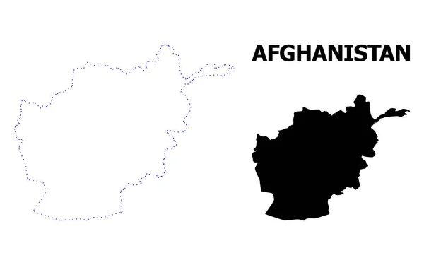 Wektor kontur kropkowana Mapa Afganistanu z nazwą — Wektor stockowy