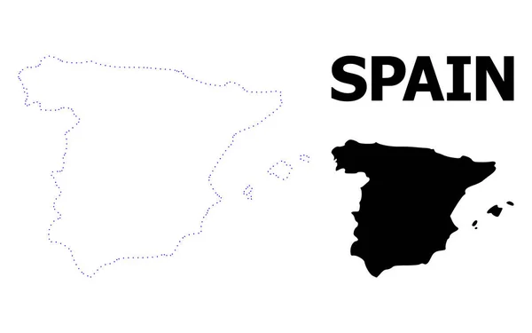 キャプション付きスペインのベクトル輪郭点線マップ — ストックベクタ