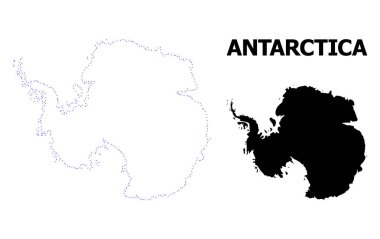 Vektör kontur adı ile Antarktika Haritası noktalı