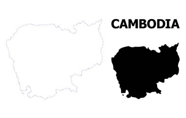 Vektör kontur Caption ile Kamboçya noktalı harita