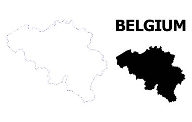 Vektör kontur Belçika adı ile noktalı harita