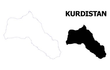 Vektör kontur başlık ile Kürdistan noktalı harita