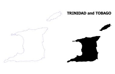 Vektör kontur başlık ile Trinidad ve Tobago noktalı harita