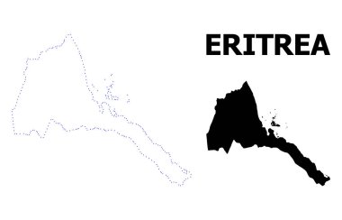 Vektör kontur resim yazısı ile Eritre harita noktalı