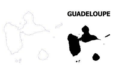 Vektör kontur Guadeloupe adı ile noktalı harita