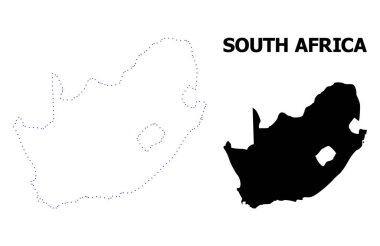 Vektör kontur Güney Afrika Cumhuriyeti adı ile noktalı harita