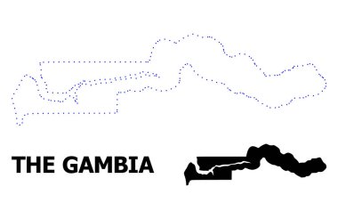 Vektör kontur başlık ile Gambia noktalı harita