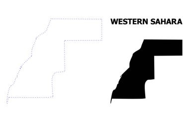 Vektör kontur Batı Sahara adı ile noktalı harita