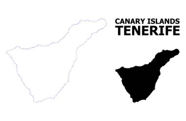 Vektör kontur başlık ile Tenerife Adası noktalı harita