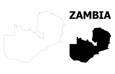 Vektör kontur Zambiya Haritası adı ile noktalı