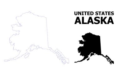 Vektör kontur adı ile Alaska devlet noktalı harita