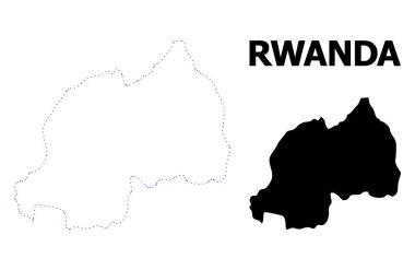 Vektör kontur başlık ile Ruanda harita noktalı