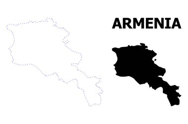 Vektör kontur Ermenistan 'ın adı ile noktalı harita