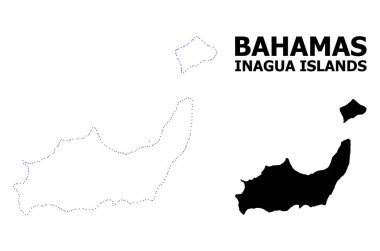 Vektör kontur Inagua Adaları resim yazısı ile noktalı harita