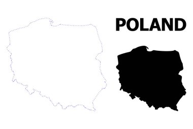 Vektör kontur Polonya adı ile noktalı harita