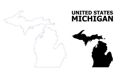 Vektör kontur adı ile Michigan State Haritası noktalı