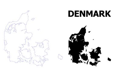 Vector kontur Danimarka resim yazısı ile noktalı harita