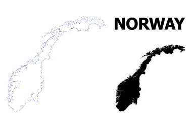 Vektör kontur resim yazısı ile Norveç noktalı harita