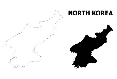 Vektör kontur Kuzey Kore adı ile noktalı harita