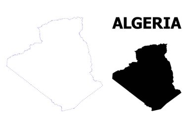 Vektör kontur Cezayir haritası noktalı adı ile
