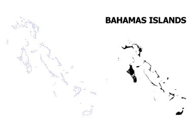 Vektör kontur Bahamalar Adaları başlık ile noktalı harita