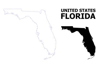 Vektör kontur resim yazısı ile Florida devlet harita noktalı