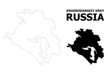 Vektörel kontur noktalı harita Krasnodarskiy Kray adı ile
