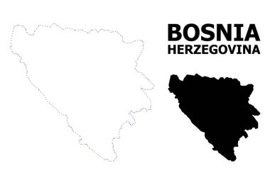 Vektörel kontur Bosna-Hersek ' i n başlık ile noktalı Haritası